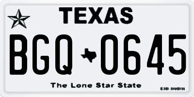 TX license plate BGQ0645