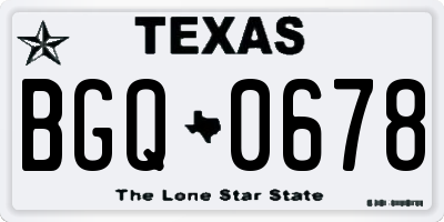 TX license plate BGQ0678