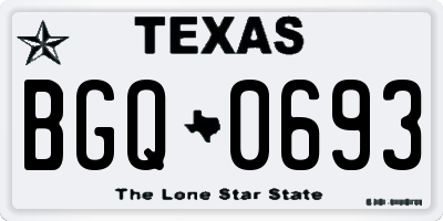 TX license plate BGQ0693