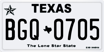 TX license plate BGQ0705