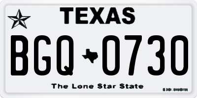 TX license plate BGQ0730