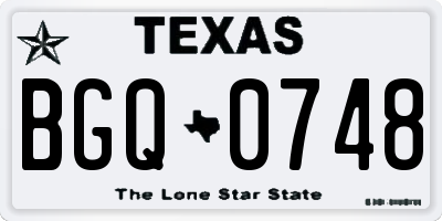 TX license plate BGQ0748