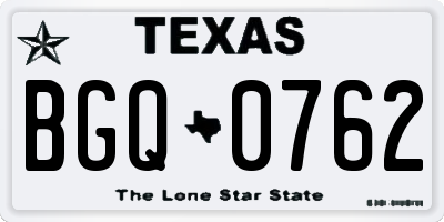 TX license plate BGQ0762