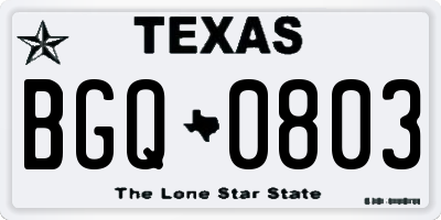 TX license plate BGQ0803