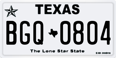 TX license plate BGQ0804