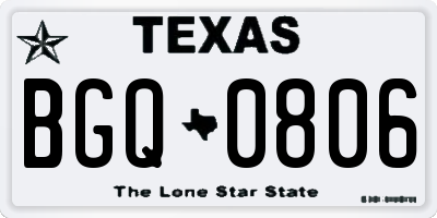 TX license plate BGQ0806
