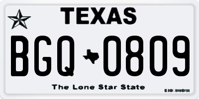 TX license plate BGQ0809
