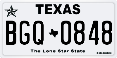 TX license plate BGQ0848