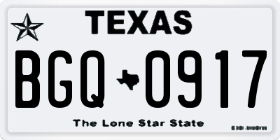 TX license plate BGQ0917