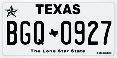 TX license plate BGQ0927
