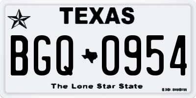 TX license plate BGQ0954