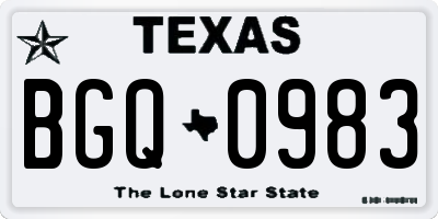 TX license plate BGQ0983