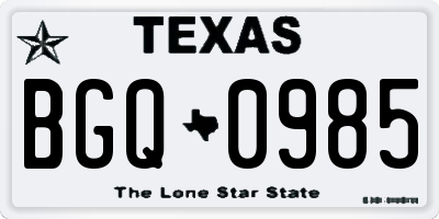 TX license plate BGQ0985