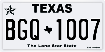 TX license plate BGQ1007