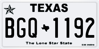 TX license plate BGQ1192