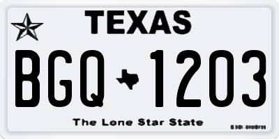 TX license plate BGQ1203
