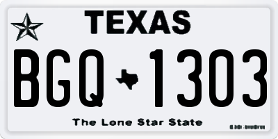 TX license plate BGQ1303