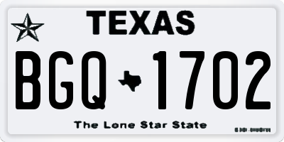 TX license plate BGQ1702
