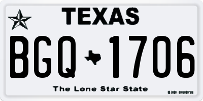 TX license plate BGQ1706