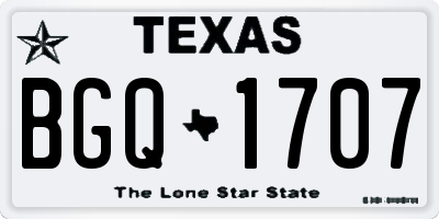 TX license plate BGQ1707