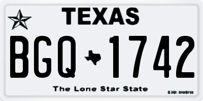 TX license plate BGQ1742