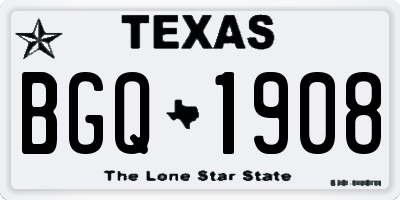 TX license plate BGQ1908