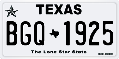 TX license plate BGQ1925
