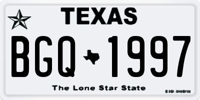 TX license plate BGQ1997