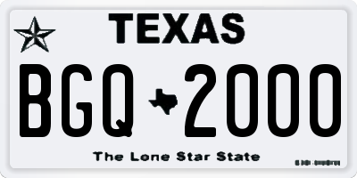 TX license plate BGQ2000