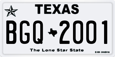 TX license plate BGQ2001