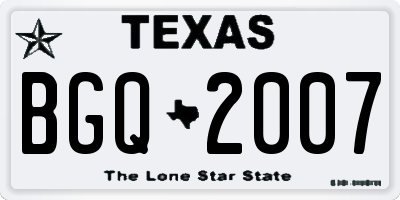 TX license plate BGQ2007
