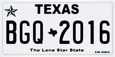 TX license plate BGQ2016