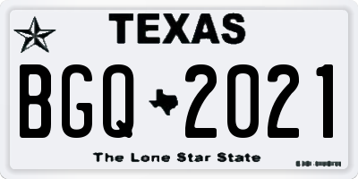 TX license plate BGQ2021