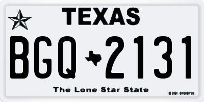 TX license plate BGQ2131