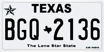 TX license plate BGQ2136