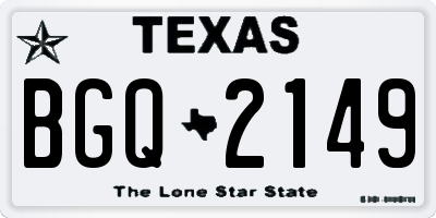 TX license plate BGQ2149
