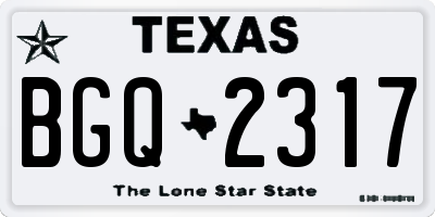 TX license plate BGQ2317