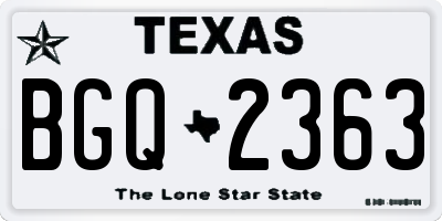 TX license plate BGQ2363