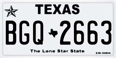 TX license plate BGQ2663