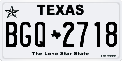 TX license plate BGQ2718
