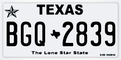 TX license plate BGQ2839
