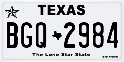TX license plate BGQ2984