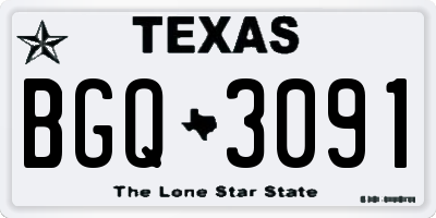 TX license plate BGQ3091
