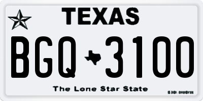 TX license plate BGQ3100