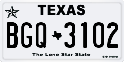 TX license plate BGQ3102