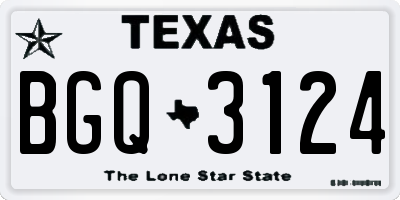TX license plate BGQ3124