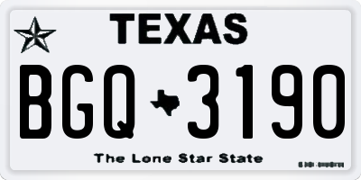 TX license plate BGQ3190