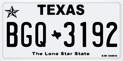 TX license plate BGQ3192