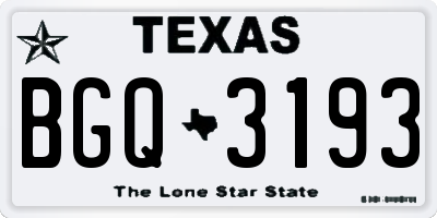 TX license plate BGQ3193