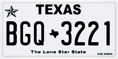 TX license plate BGQ3221